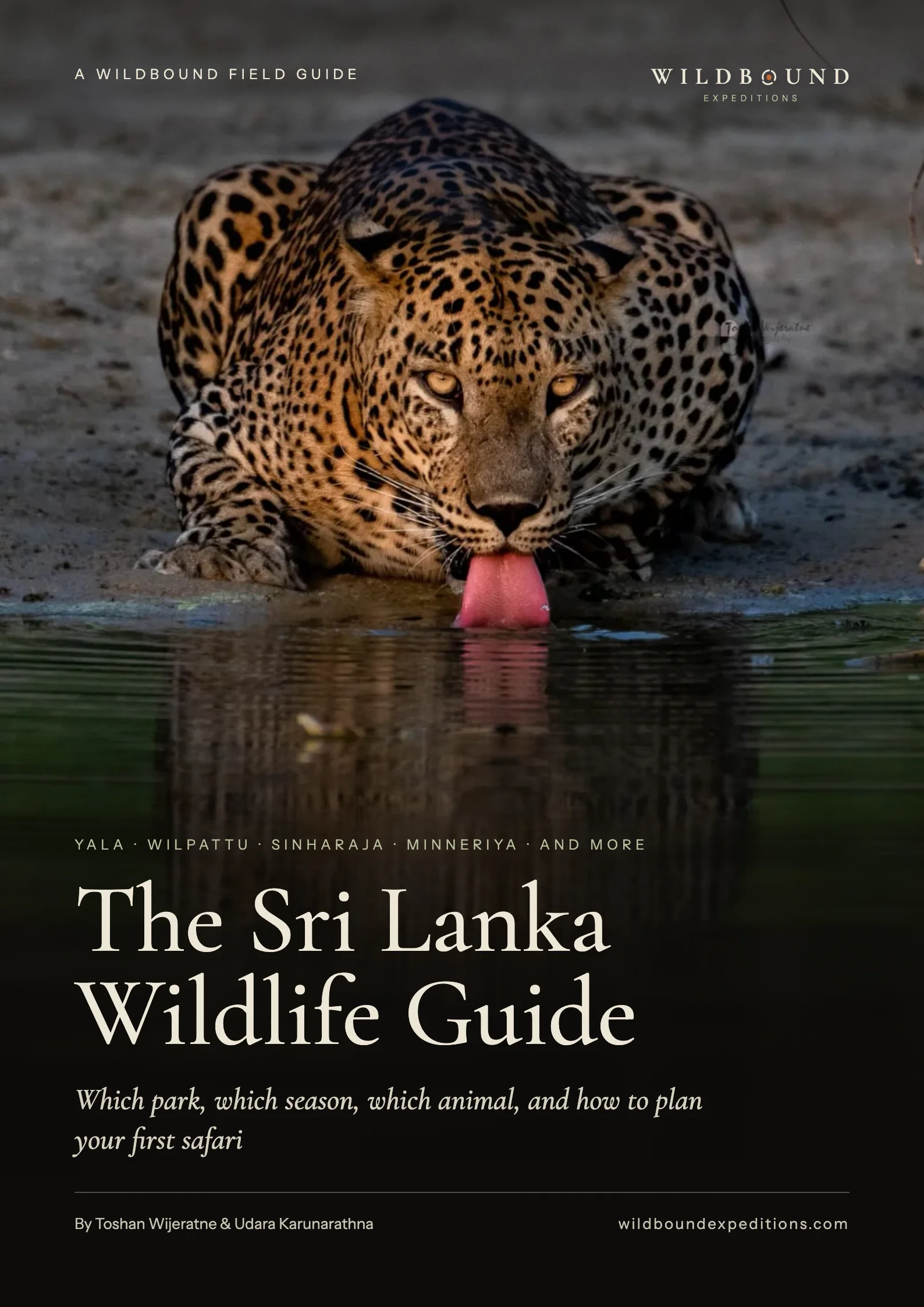 The Sri Lanka Wildlife Guide: a 15-page booklet with a leopard drinking at a waterhole on the cover